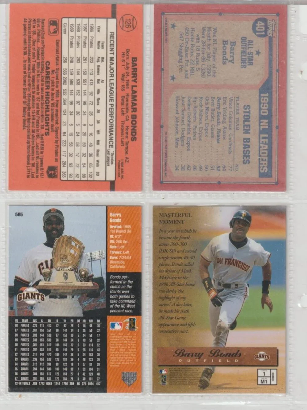 Barry Bonds 4 Card Lot – Rookie + Inserts/Base Mix #17
